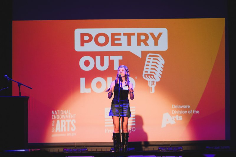Sussex Academy sophomore Natalia Gatti earned first place in the 2026 Delaware Poetry Out Loud state finals held Feb. 19 at Smyrna Opera House. SUBMITTED PHOTO